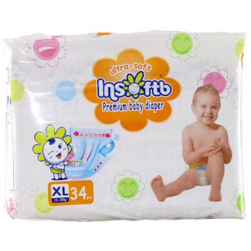 Подгузники Insoftb Premium Ultra-soft размер XL (12-20 кг) 34 шт