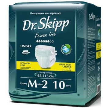 Подгузники для взрослых Dr. Skipp Econom Line размер M - 2 (68 - 115 см.) 10 шт 00335