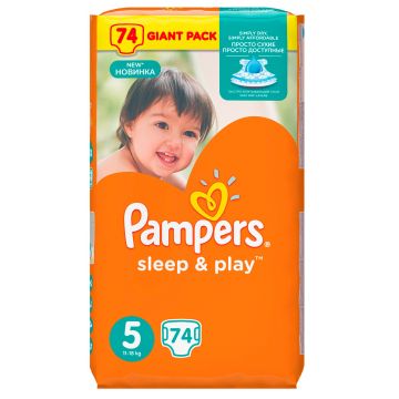 Подгузники Pampers Sleep & Play 11-18 кг 5 размер 74 шт