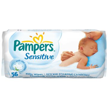 Салфетки детские увлажненные Pampers Sensitive запасной блок 56 шт