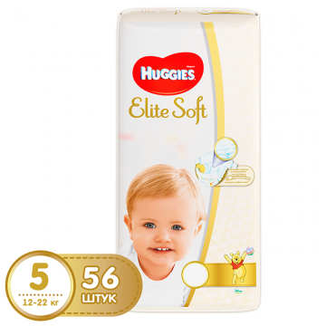 Подгузник Huggies Elite Soft 5 (12-22 кг) мега 56 шт