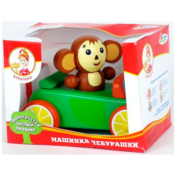 Деревянная Игрушка Играем вместе Чебурашка на машинке