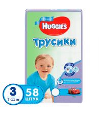 Трусики для мальчиков Huggies 3 (7-11 кг) мега 58 шт