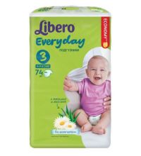 Подгузники Libero Every Day размер M (4-9 кг) с ромашкой 74 шт