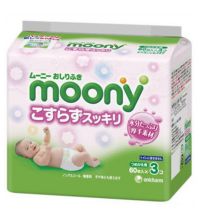 Влажные гигиенические салфетки Moony запасной блок 60х3 шт