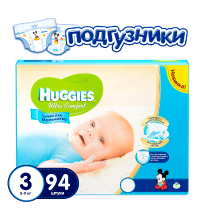 Подгузники Huggies Ultra Comfort для мальчиков размер 3 (5-9 кг) Гига 94 шт