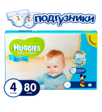 Подгузники Huggies Ultra Comfort для мальчиков размер 4 (8-14 кг) Гига 80 шт