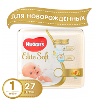 Подгузник Huggies Elite Soft 1 (до 5 кг) 27 шт