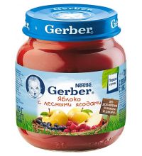 Детское пюре Gerber яблоко с лесными ягодами 1 ступень 130 г