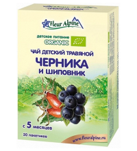 Чай детский Fleur Alpine травяной Organic черника и шиповник с 5 мес. 30 г