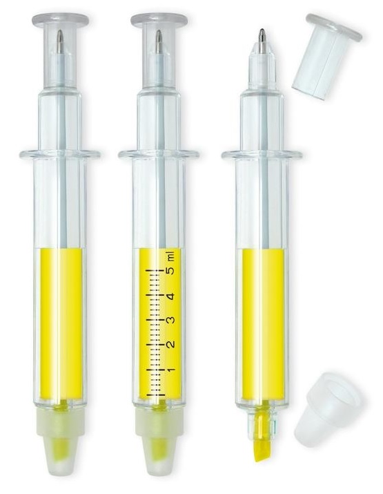 LF19394 Ручка-маркер "Шприц" (желтый)