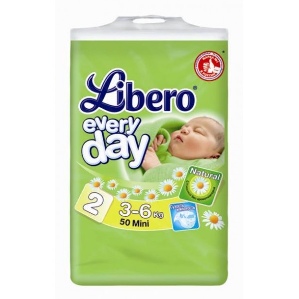 Подгузники Libero Every Day (3-6 кг) с ромашкой 50 шт