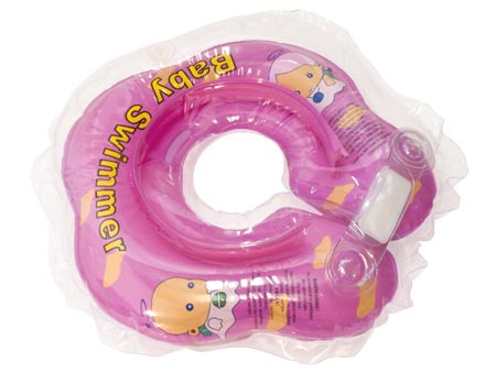 Надувной круг на шею для купания новорожденных BabySwimmer РОЗОВЫЙ