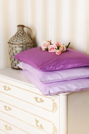 Постельное бельё Greenstork наволочка 70х70 см (отбеленная кремовая персиковая лаванда темно-фиолетовый)