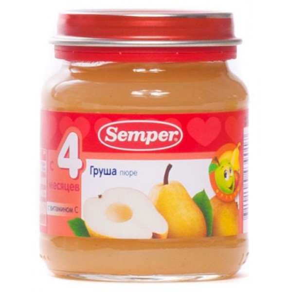 Пюре детское Semper груша 125 г с 4 мес.