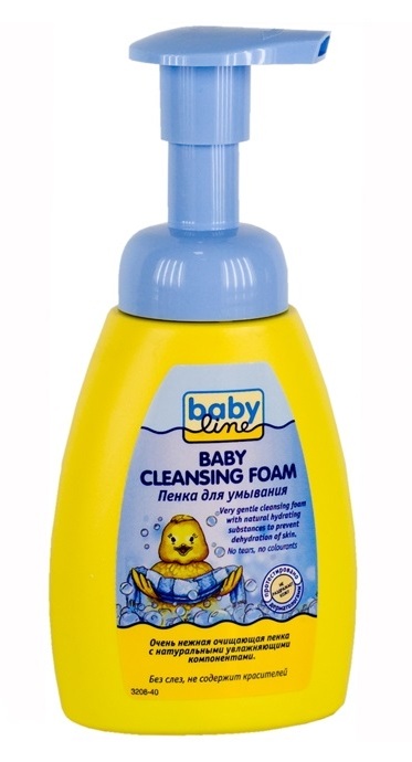 Детская пенка для умывания лица рук и тела Babyline с дозатором 250 мл