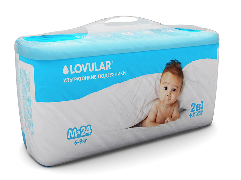 Трусики Lovular 2 в 1 M (6-9 кг) 24 шт