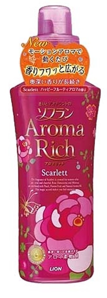 Кондиционер для белья Lion Aroma RICH Scarlett с натуральными маслами роза мимоза персик флакон 600 мл