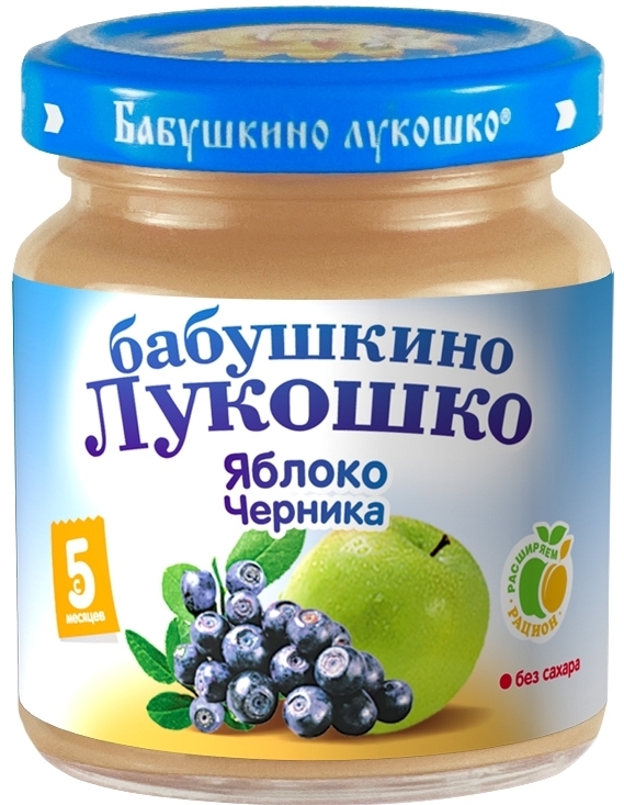 Детское пюре Бабушкино Лукошко яблоко черника с 5 мес. 100 г