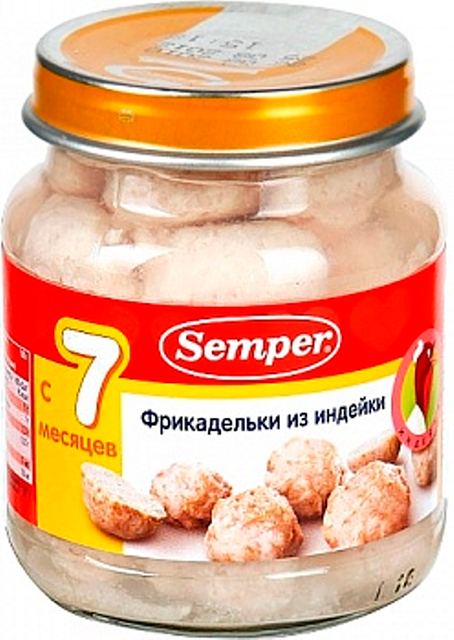 Детское пюре Semper фрикадельки из индейки с 7 мес. 125 г