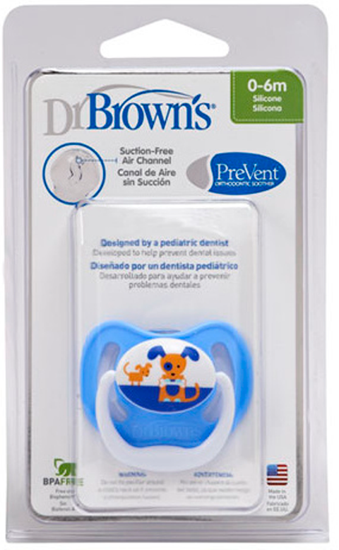 Пустышка Dr.Browns силиконовая ортодонтическая PreVent (голубой овечка)   0-6 мес.