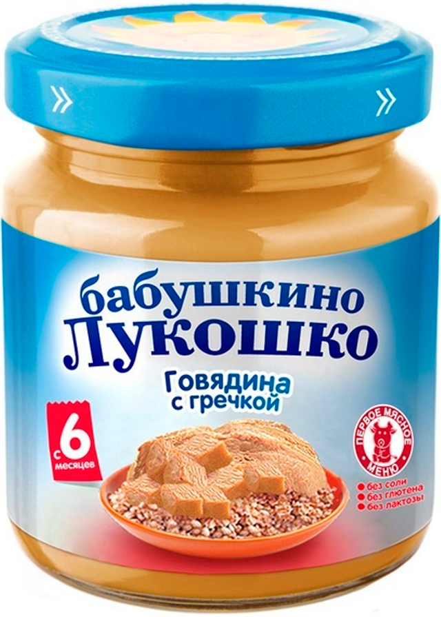 Детское пюре Бабушкино Лукошко Говядина гречка с 6 мес. 100 г