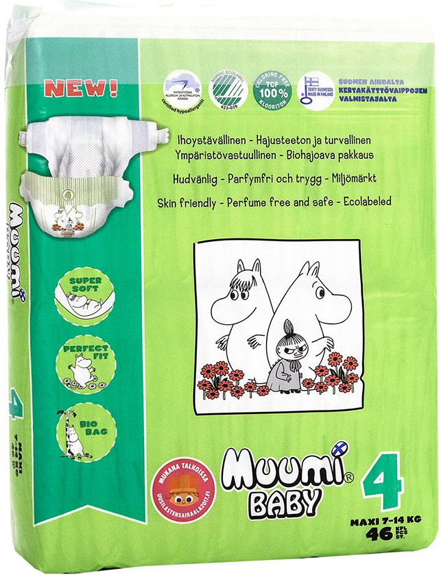 Подгузники Muumi Baby Maxi (7-14 кг) 46 шт