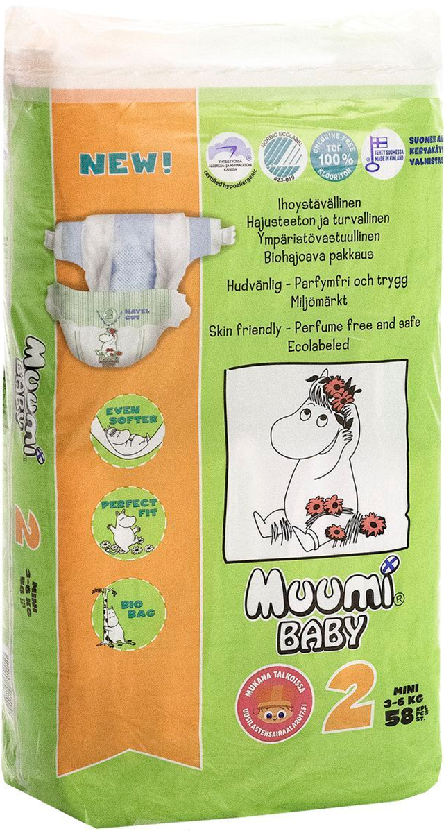 Подгузники Muumi Baby Mini (3-6 кг) 58 шт