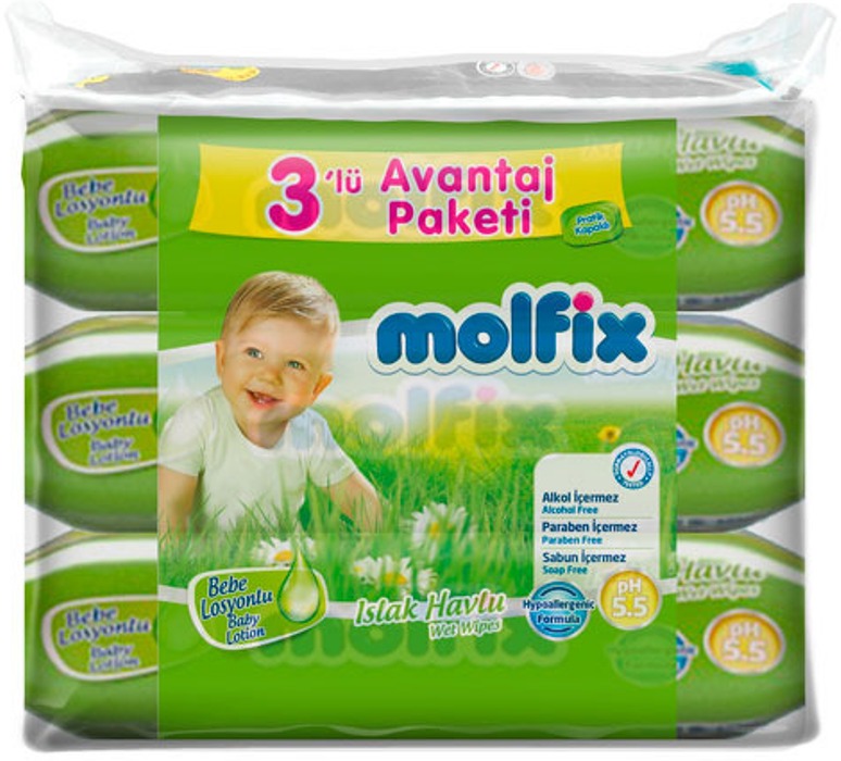Влажные салфетки для детей Molfix с лосьоном 189 шт