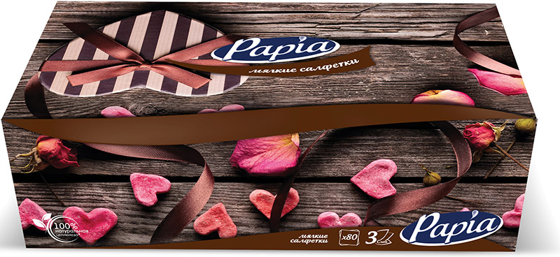 Салфетки Papia для лица трехслойные 80 шт