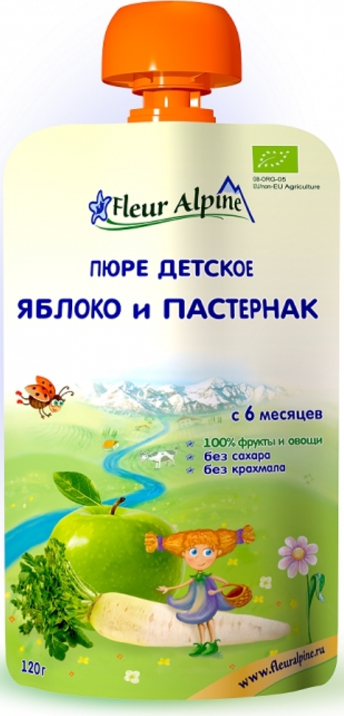 Детское пюре Fleur Alpine Органик яблоко-пастернак с 6 мес. 120 г