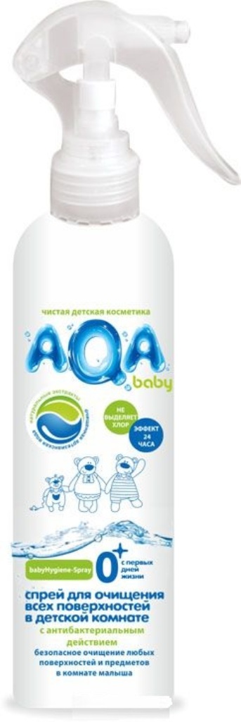 Спрей антибактериальный Aqa Baby для очищения всех поверхностей в детской комнате 300 мл 