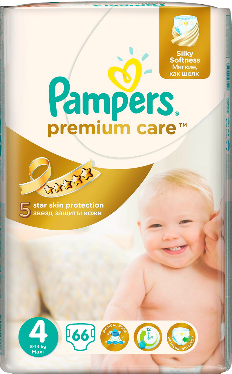 Подгузники Pampers Premium Care Maxi (8-14 кг) Джамбо Упаковка 66 шт