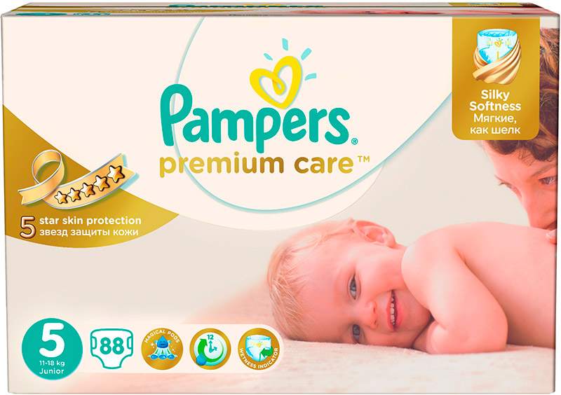 Подгузники Pampers Premium Care Junior (11-18 кг) Мега Упаковка 88 шт