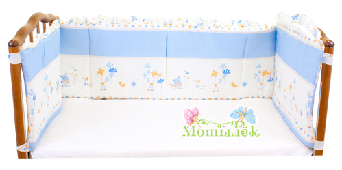 Бампер в кроватку ToyMart высокий голубой К-Б3/Т-М