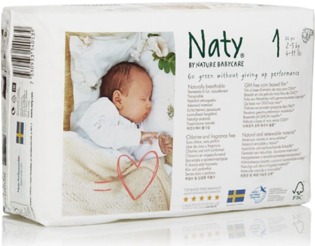 Подгузники Naty размер 1 (2-5 кг) 26 шт