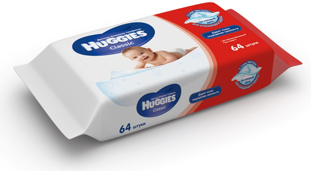 Салфетки детские влажные Huggies Classic 64 шт