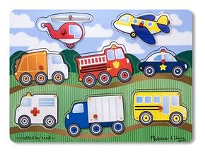 Развивающая игрушка Melissa&Doug Мои первые пазлы Транспорт (с кнопкой 8 эл.) 1874M