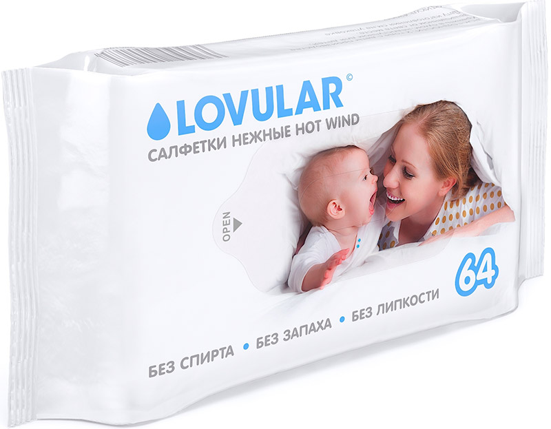 Влажные салфетки для детей Lovular 64 шт
