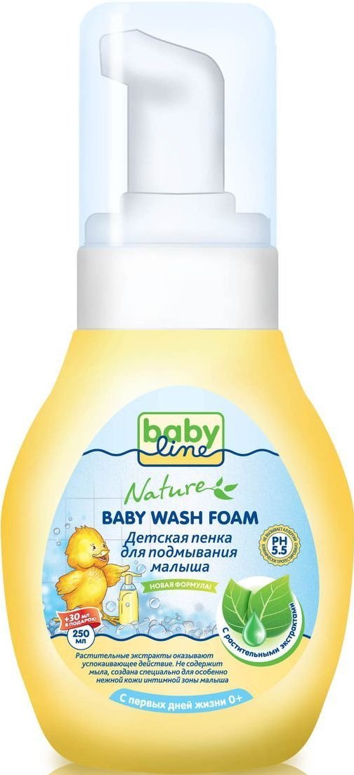 Пенка для подмывания малыша Babyline Nature детская с растительными экстрактами, дозатор 280 мл