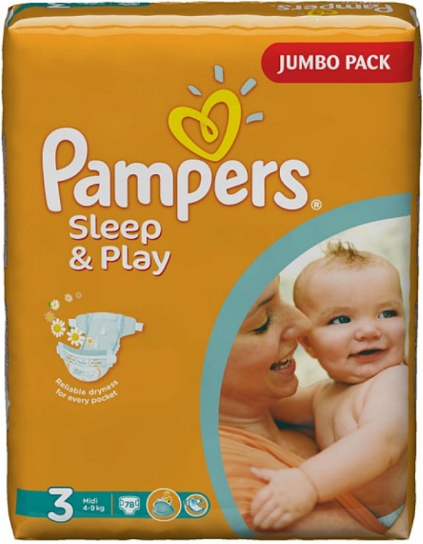 Подгузники Pampers Sleep&amp;Play Midi (4-9 кг) Джамбо упаковка 78 шт