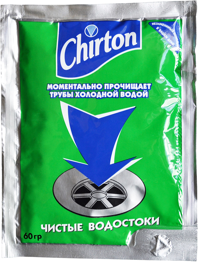 Порошок для моментальной прочистки канализационных труб холодной водой Chirton  60 г