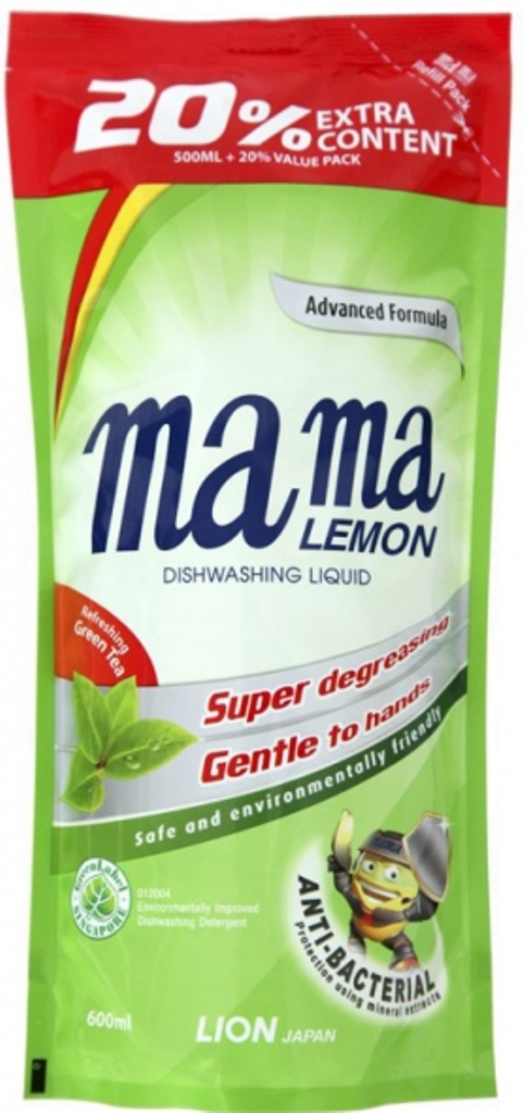 Средство для мытья посуды Mama Lemon  "Зеленый чай" запасной блок 600 мл 