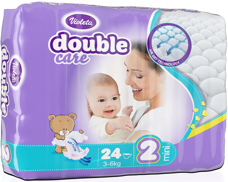 Подгузники Violeta размер S (3-6 кг) 24 шт