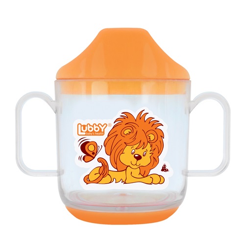 13950 Кружка-поильник "Веселые животные" Lubby от 6 мес. 150 мл