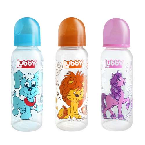 Бутылочка для кормления Lubby Веселые животные от 0 мес. с соской 250 мл. полипропилен 13564