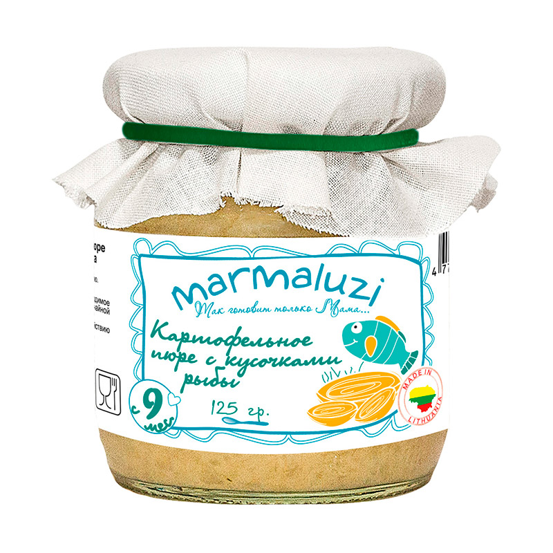 Детское пюре Marmaluzi Картофельное с кусочками рыбы с 9 мес. 125 г