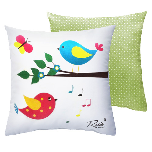 Подушка детская Roxie Птички зелёный горох 40*40
