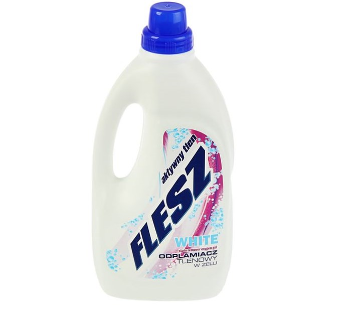Кислородный пятновыводитель Flesz White, гель для белых тканей 1 л