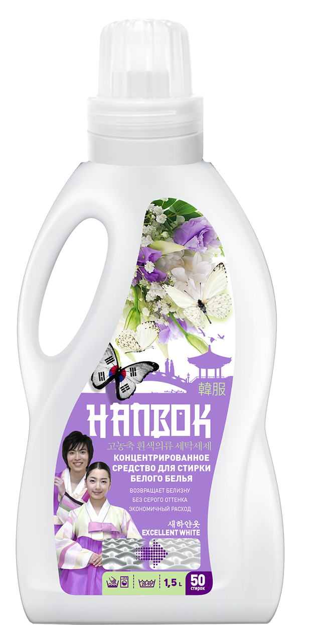Средство концентрированное Hanbok для стирки белого белья 1500 мл